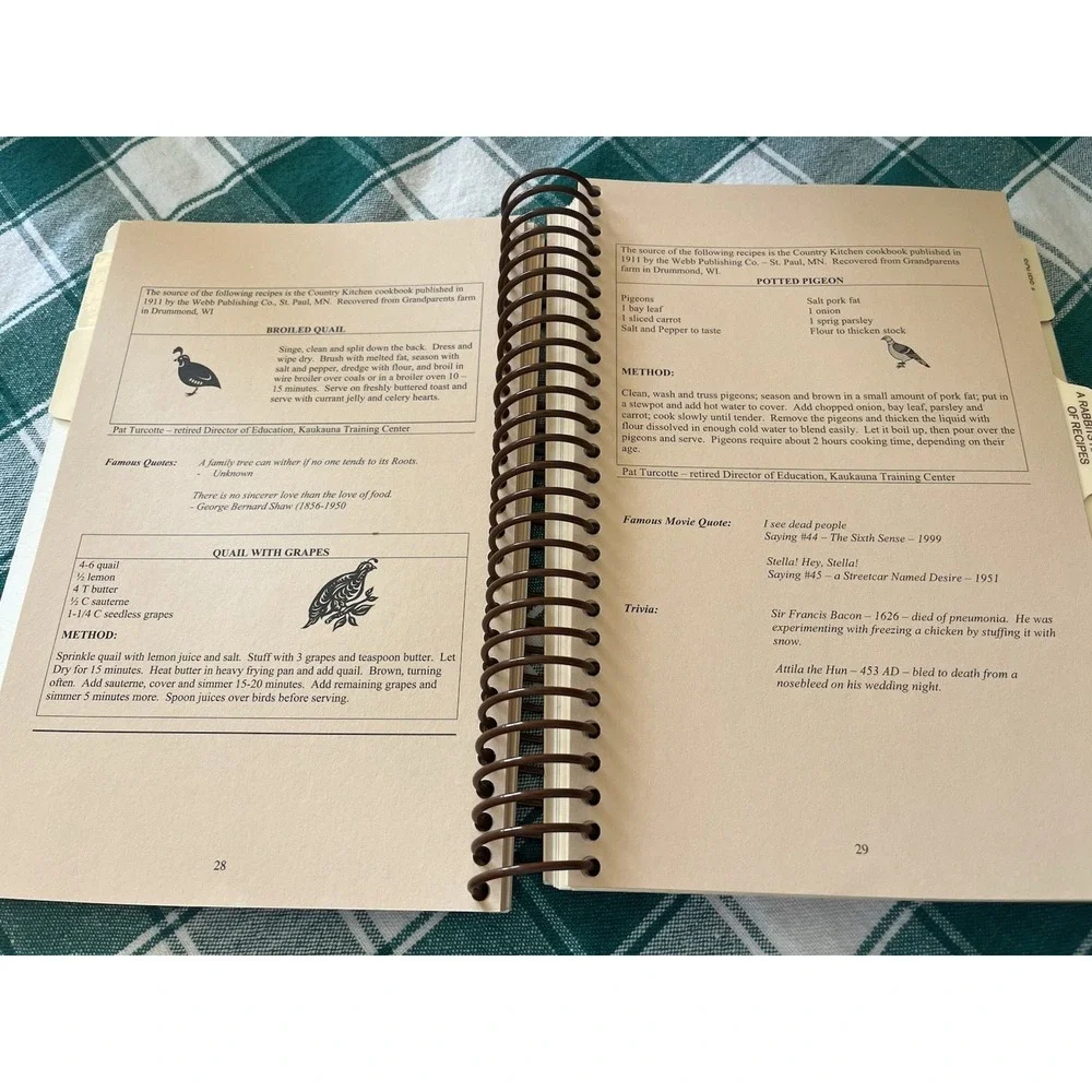 Wild Life Cookbook Northern Wisconsin Duck Game Quail Pigeon & More 2006